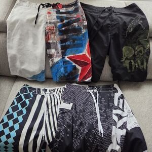 Oakley Graphic Board Shorts with Red and Blue Accents